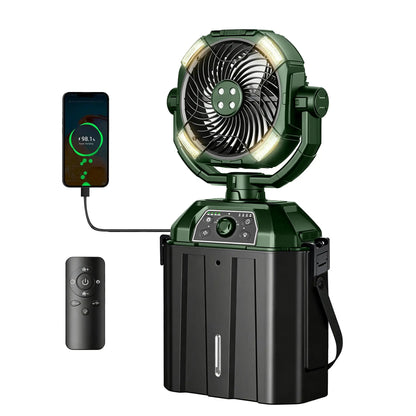 ❄️Portable Rechargeable Mist Cooling Fan with LED Light, 360° Rotating, 48H Battery, Cordless