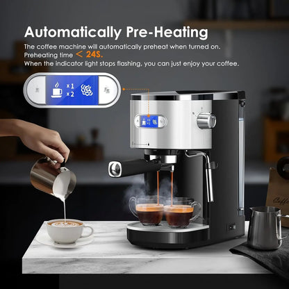 ☕ 20 Bar Espresso Machine with Milk Frother, Compact Coffee Maker with 45 OZ Water Tank